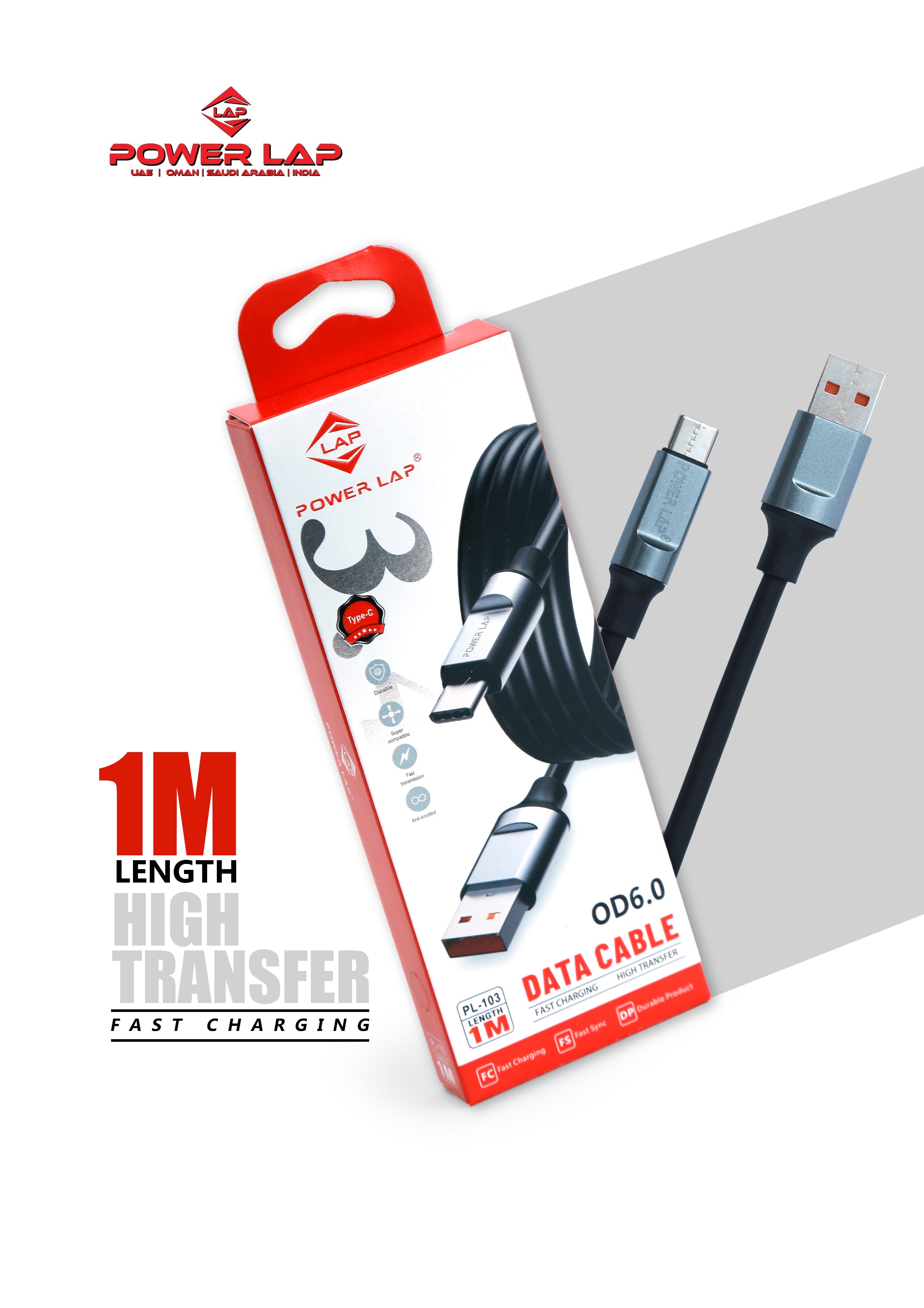 POWER LAP®PL-103 USB TO C  DATA CABLE