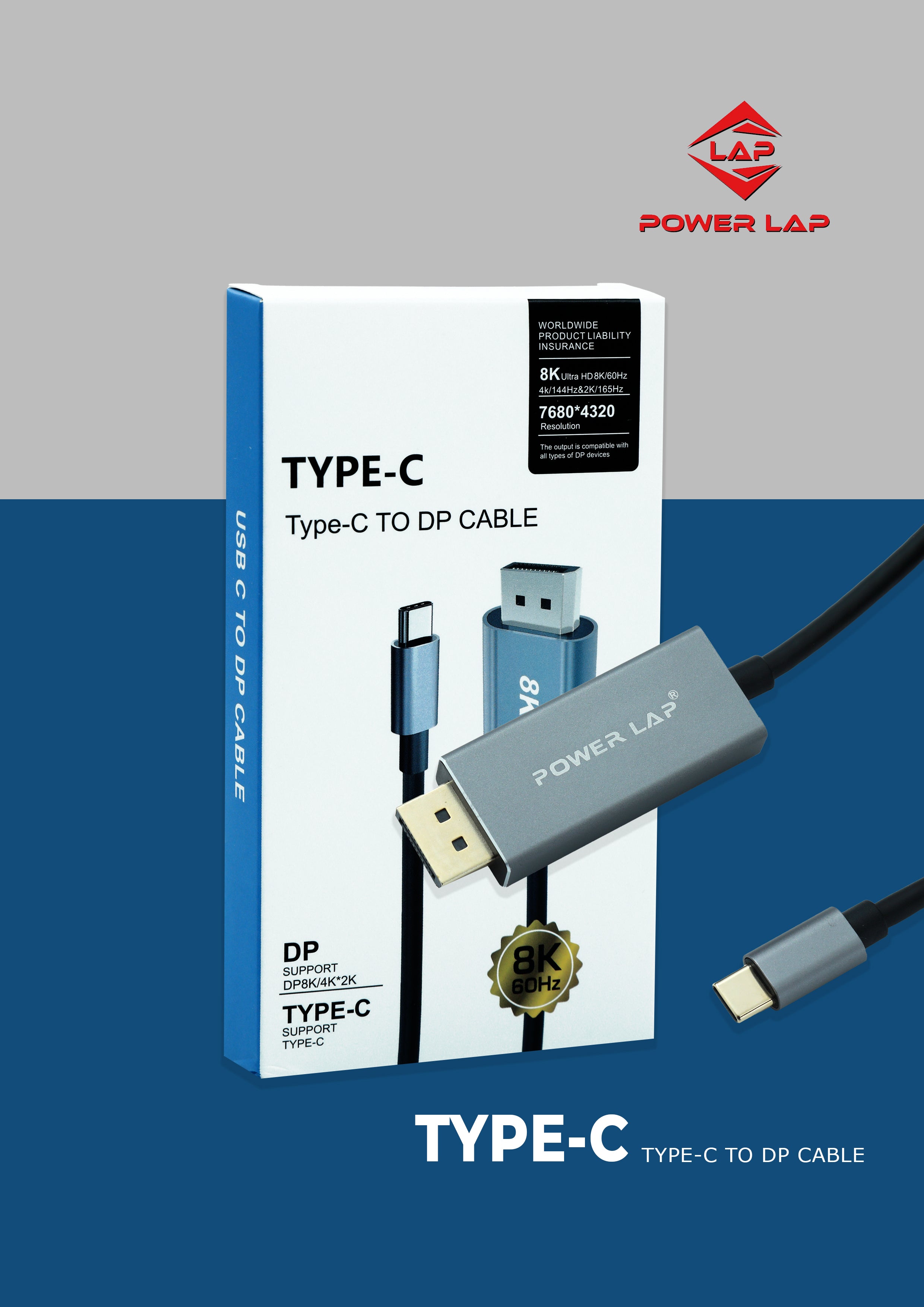 POWERLAP®PL-564 TYPE C TO DP 1.8M CABLE