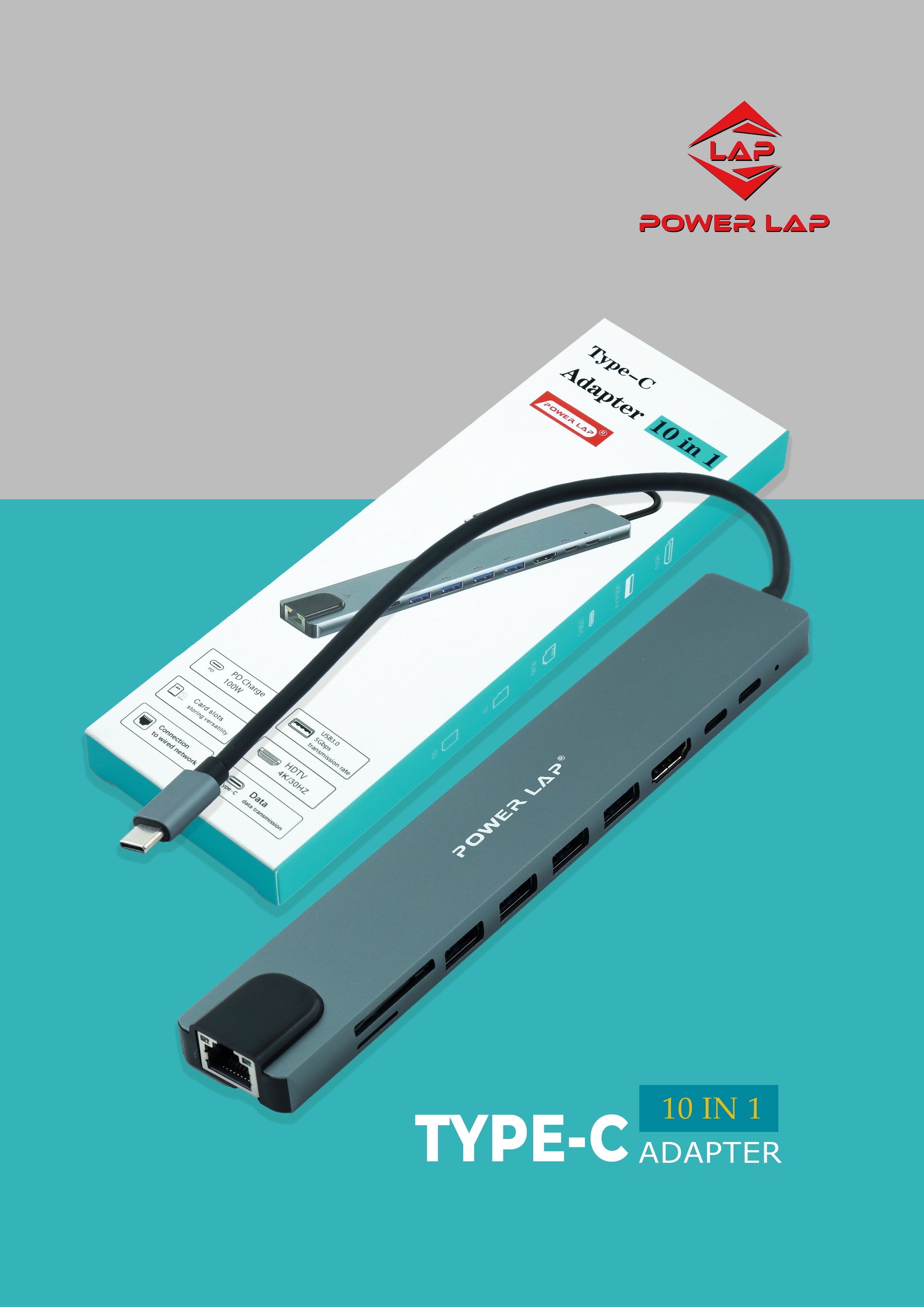 POWER LAP®PL-561 TYPE C 10 IN 1 ADAPTER