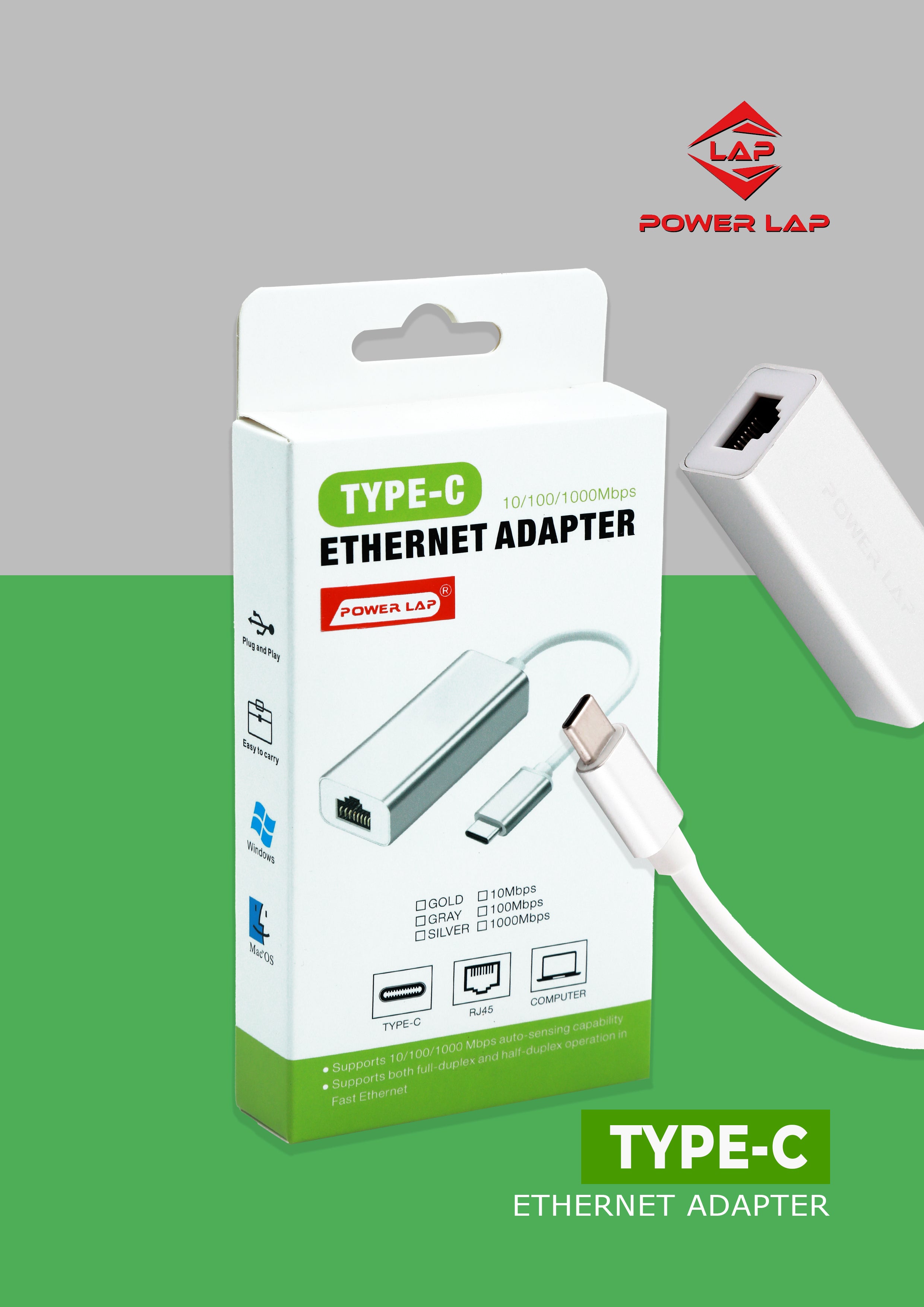 POWER LAP® PL-566 TYPE C TO LAN ADAPTER