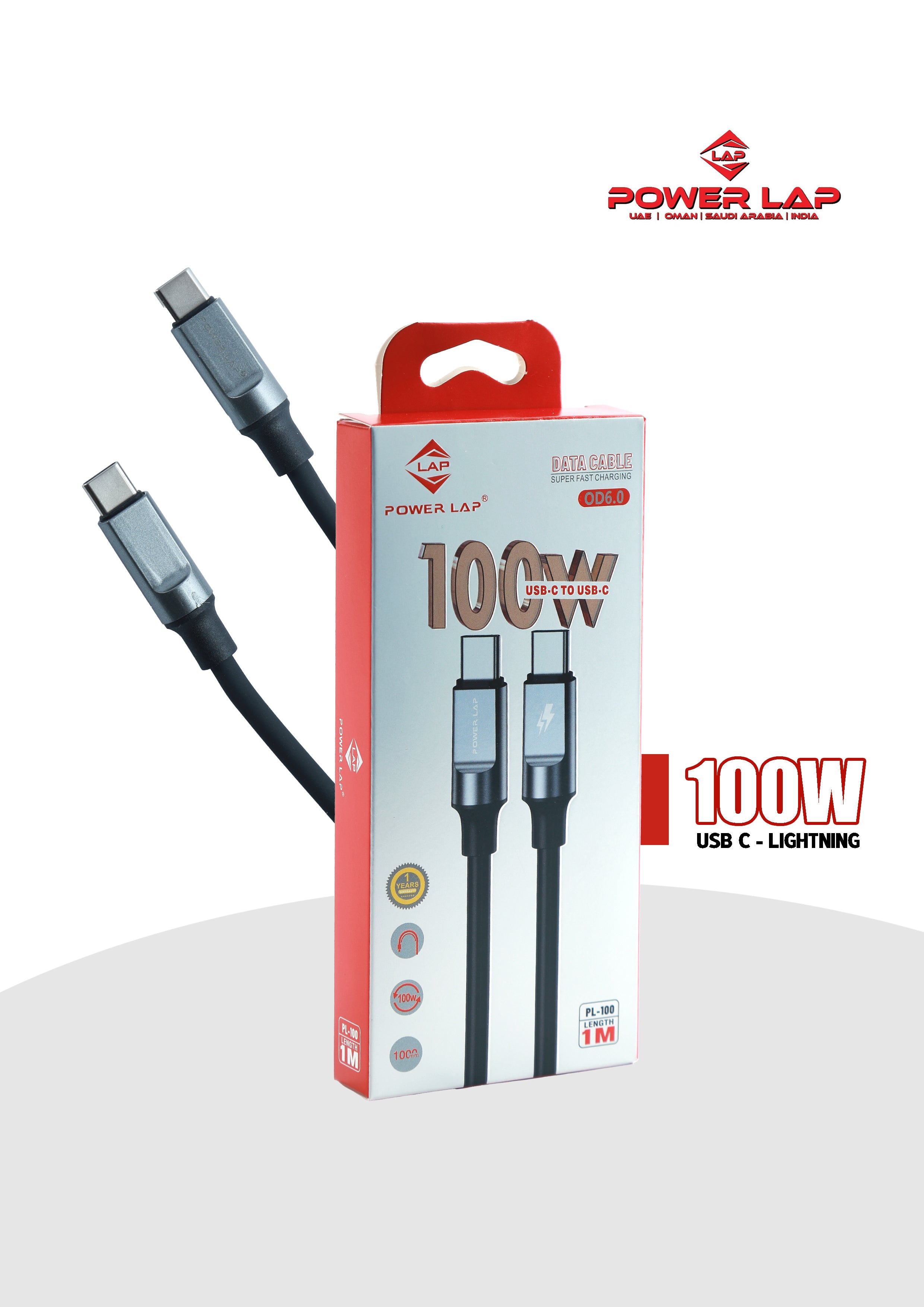 POWER LAP® PL-100  TYPE-C TO TYPE-C 100W DATA CABLE