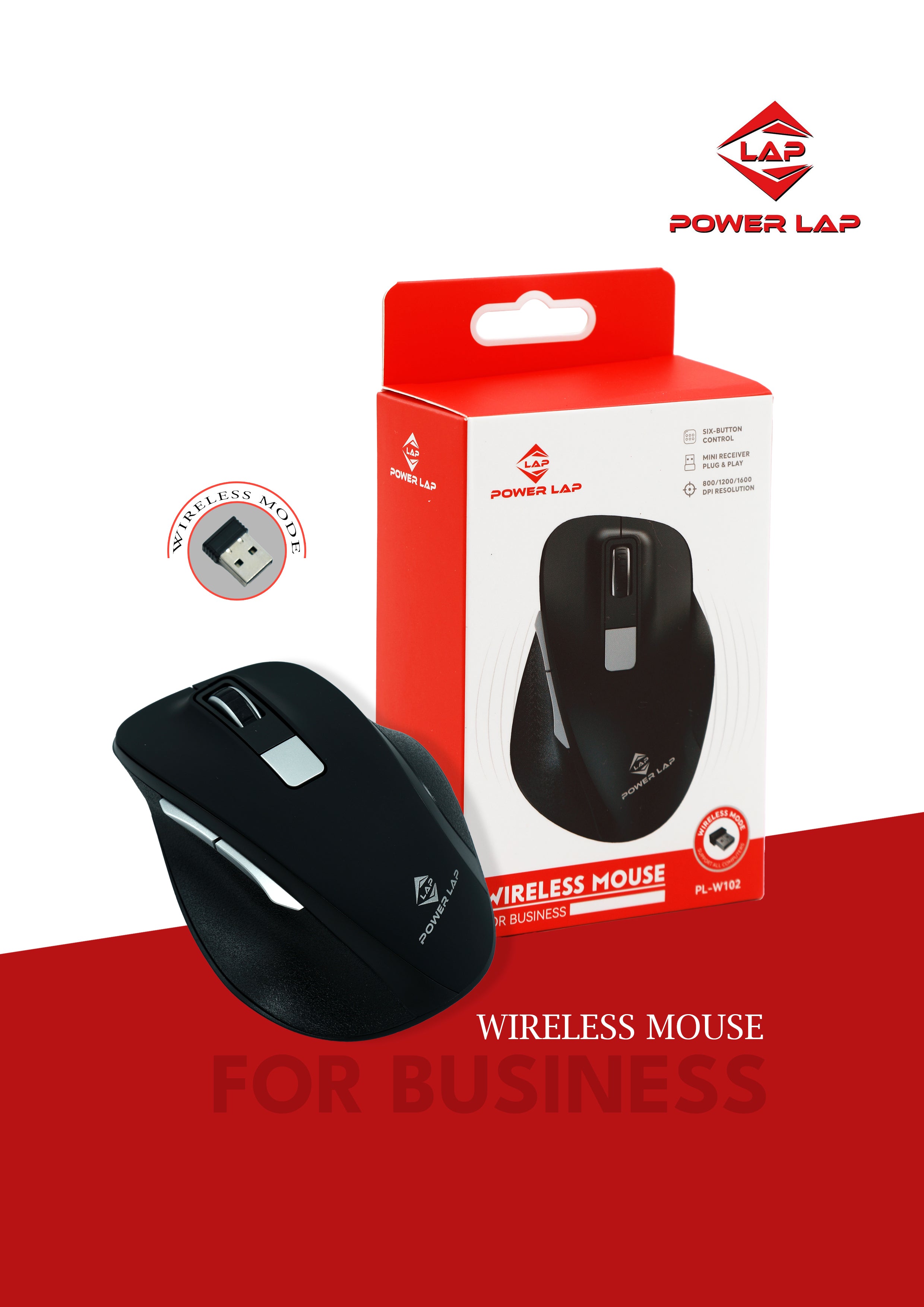 POWER LAP® W102 WIRELESS DONGLE MOUSE(BUSINESS)