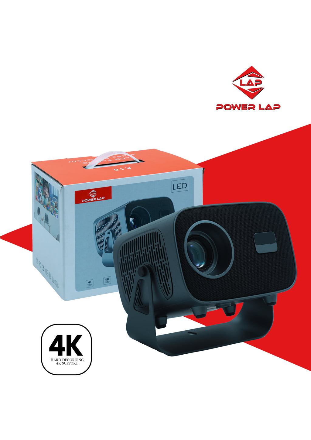 POWER LAP®A10 LED Smart Projector – 4K Supported Home Cinema • Office Presentations • Big-Screen Entertainment