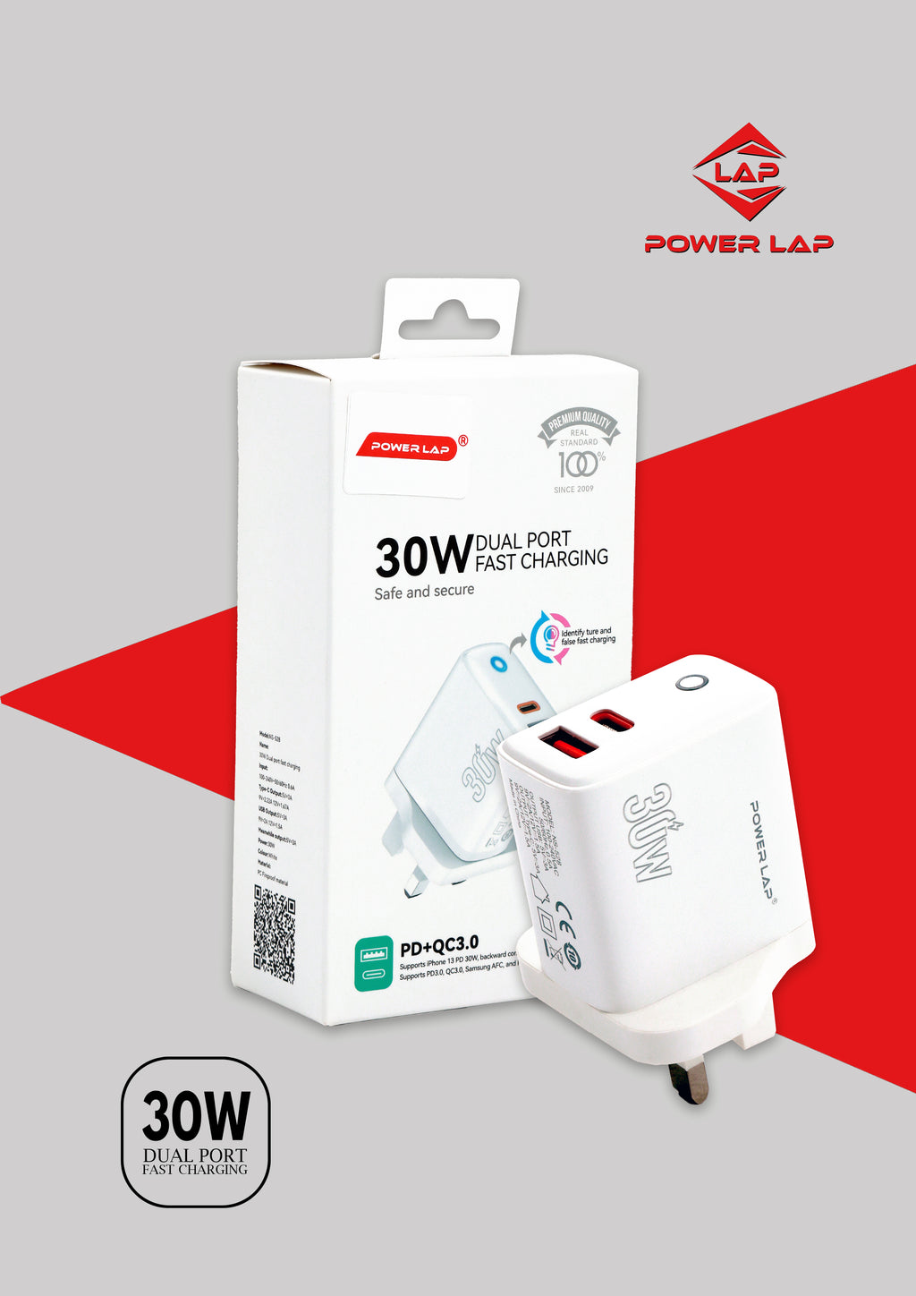 POWER LAP® 30W Dual Port Fast Charger NS-528