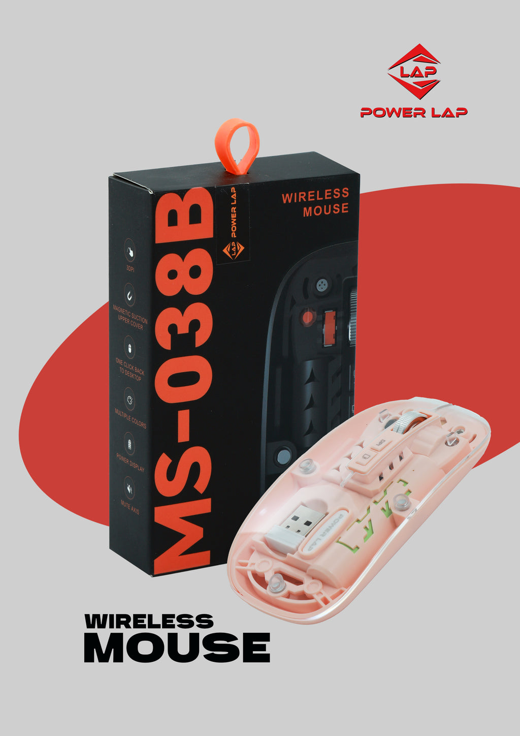POWER LAP® MS-038B Wireless Mouse Stylish • Lightweight • High-Performance Wireless Control