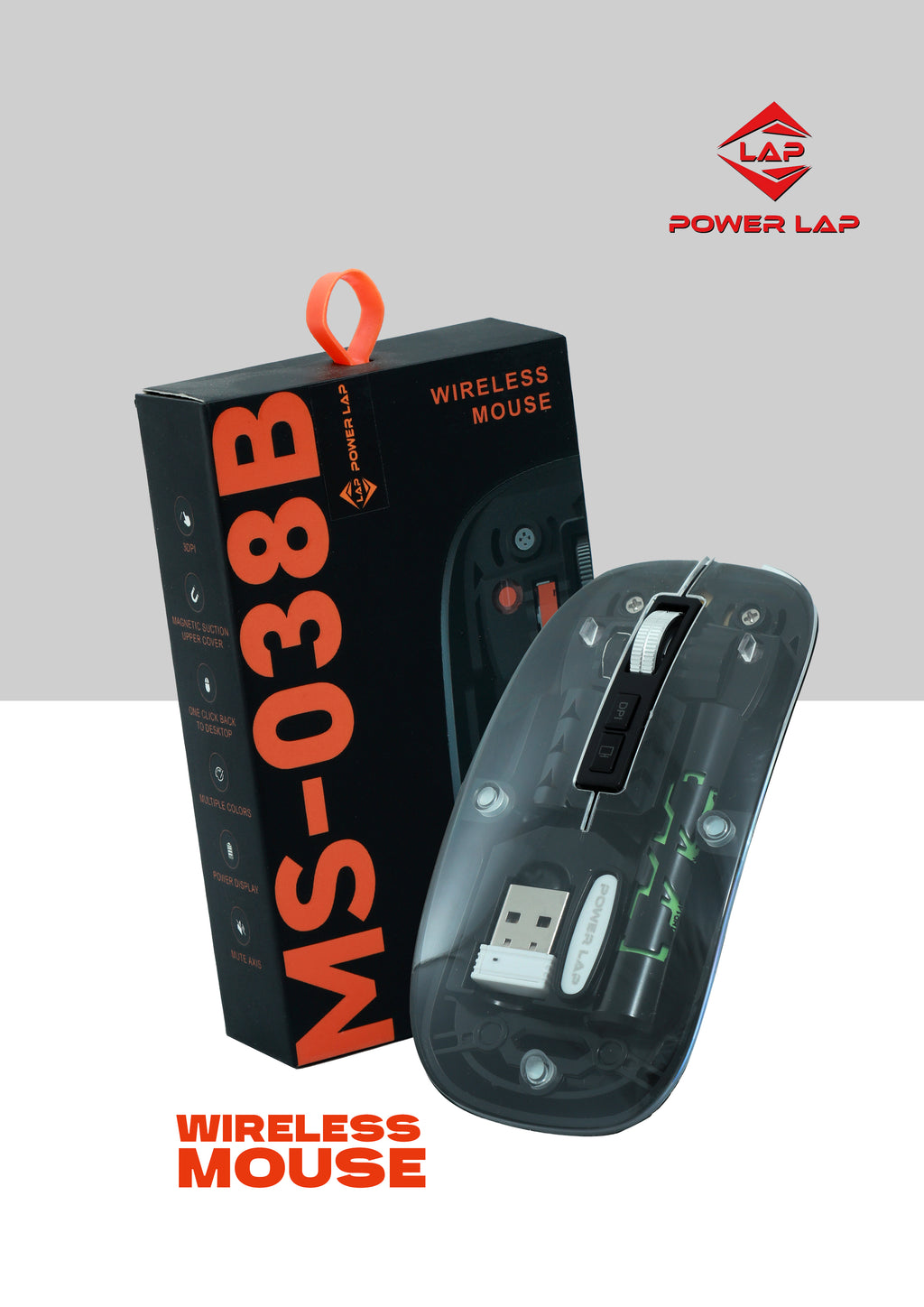 POWER LAP® MS-038B Wireless Mouse Stylish • Lightweight • High-Performance Wireless Control