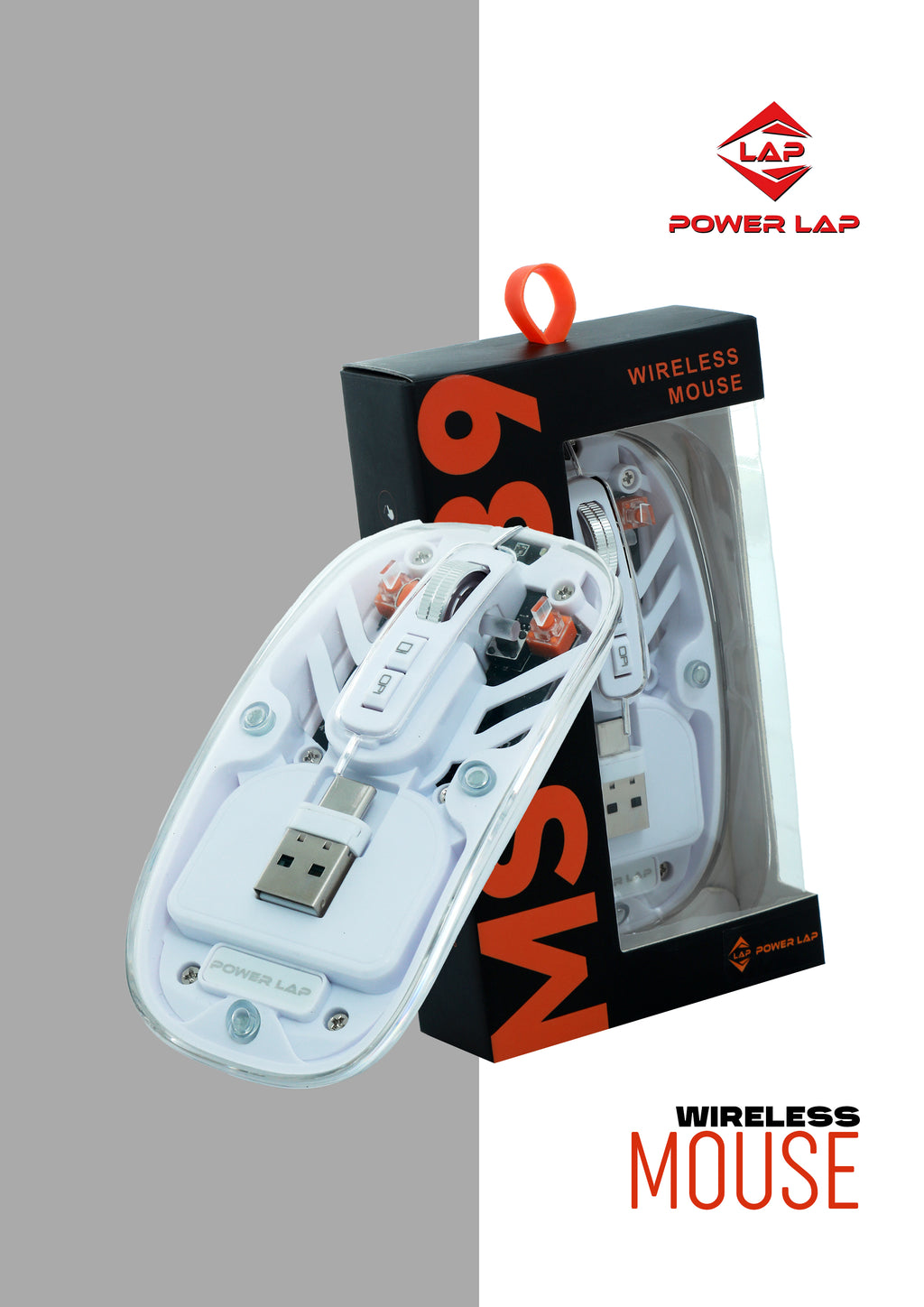 POWER LAP® MS-039 Wireless Mouse Futuristic • Transparent • High-Precision Wireless Control
