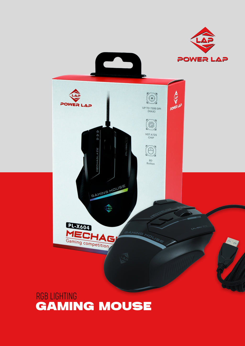 MECHAGLAZE GAMING COMPETITION COLOR LIGHT MOUSE PL-X604