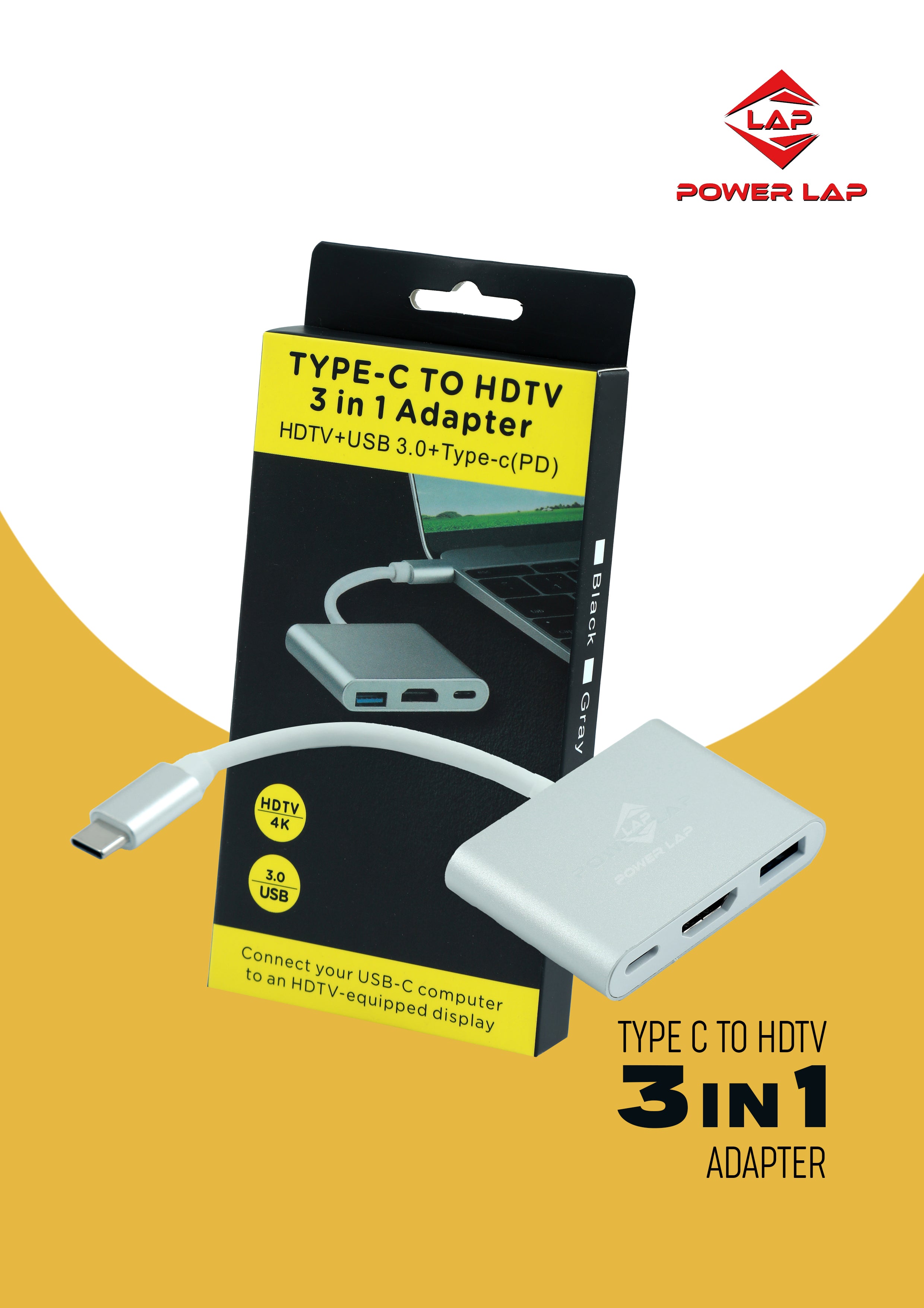 POWER LAP® Type-C to HDTV 3-in-1 Adapter