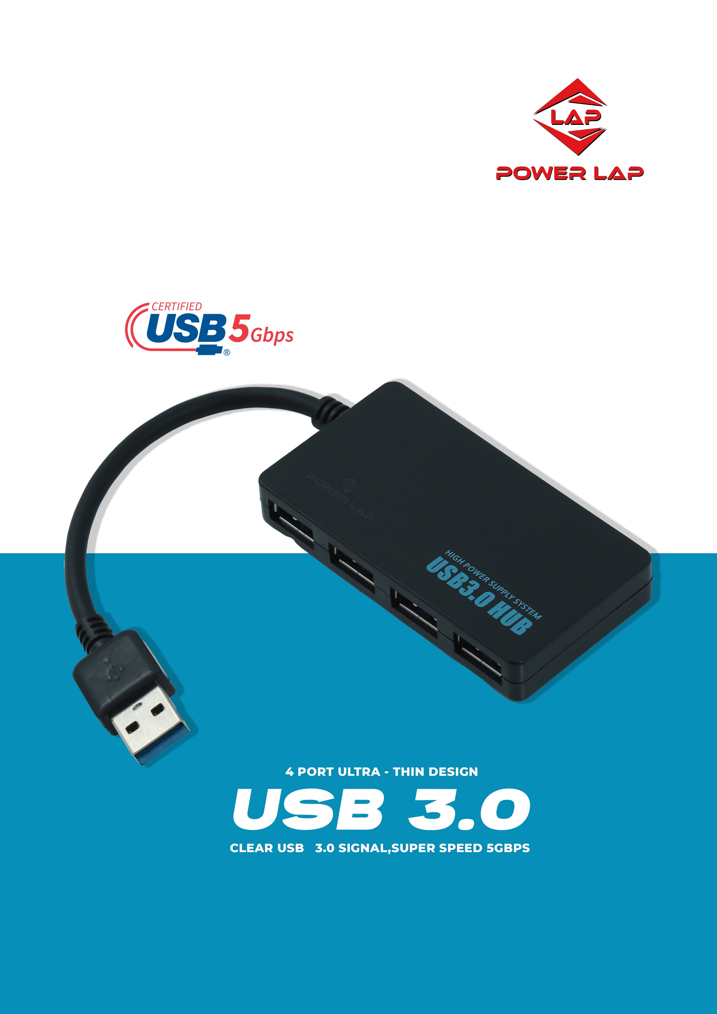 POWER LAP®PL-552 4 PORT USB HUB