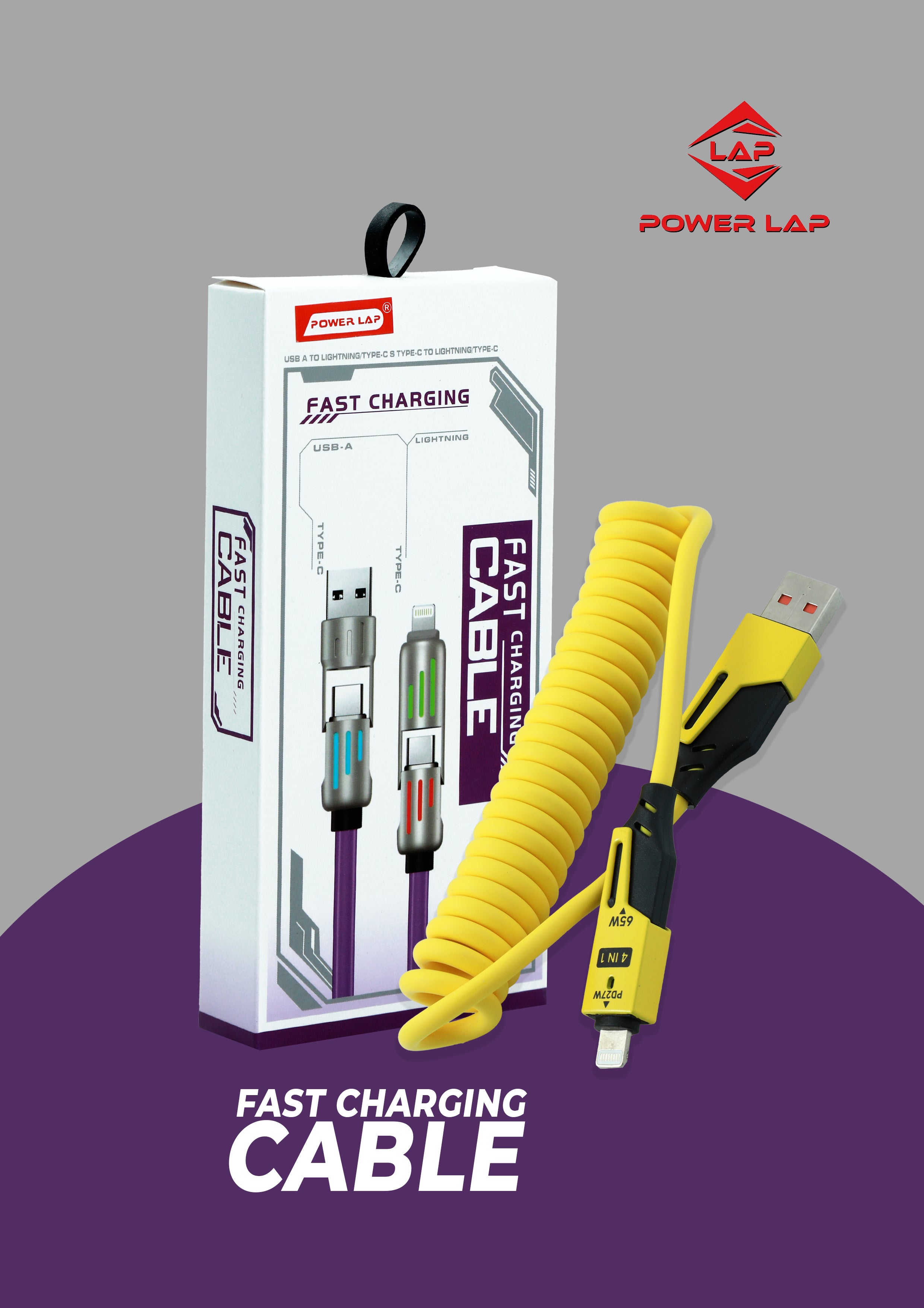 POWERLAP®PL-538 2 TO 2 FAST CHARGING SPAIRAL 4 IN 1