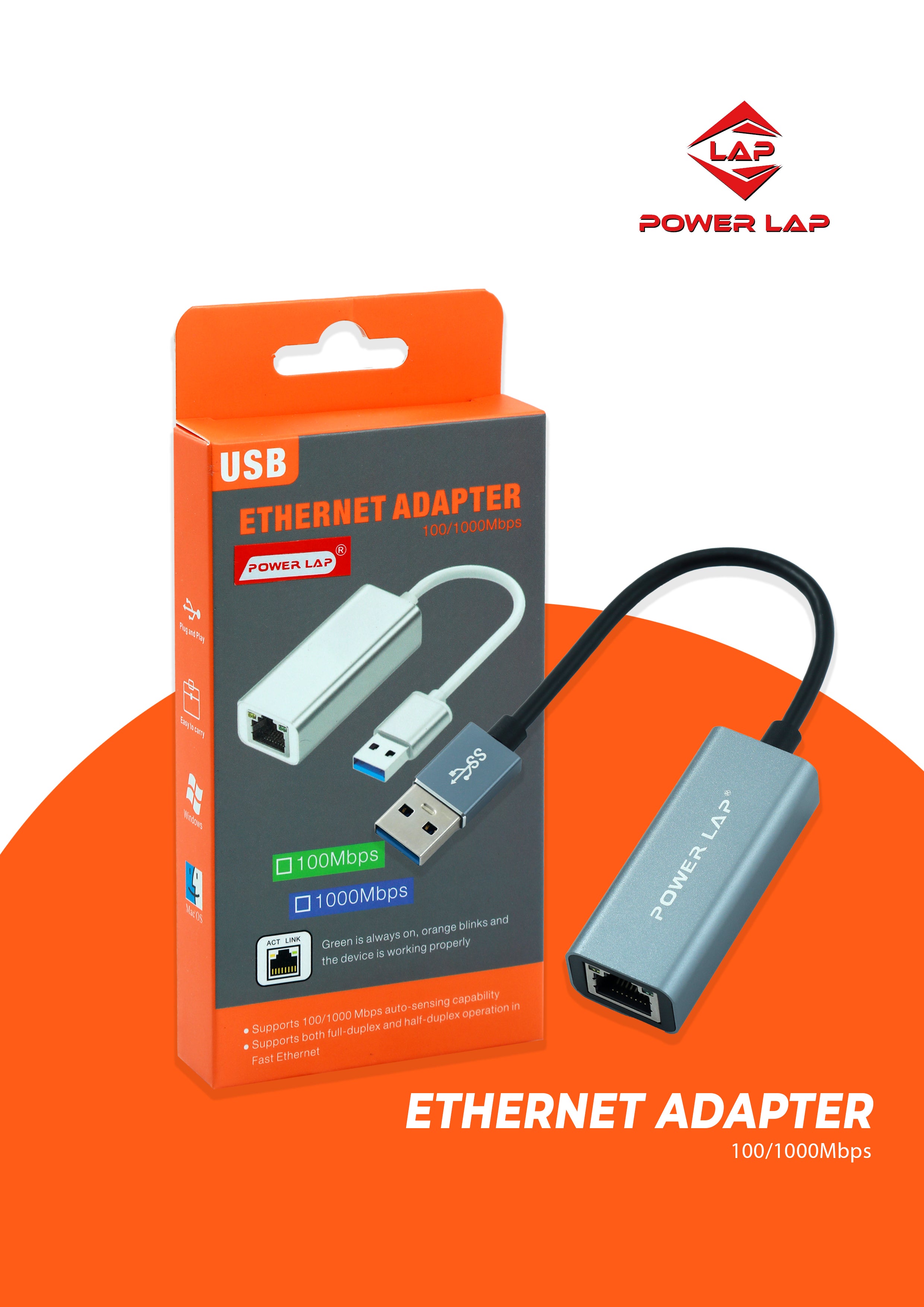 POWERLAP®PL-567 USB 3.0 to lan  1000mbps