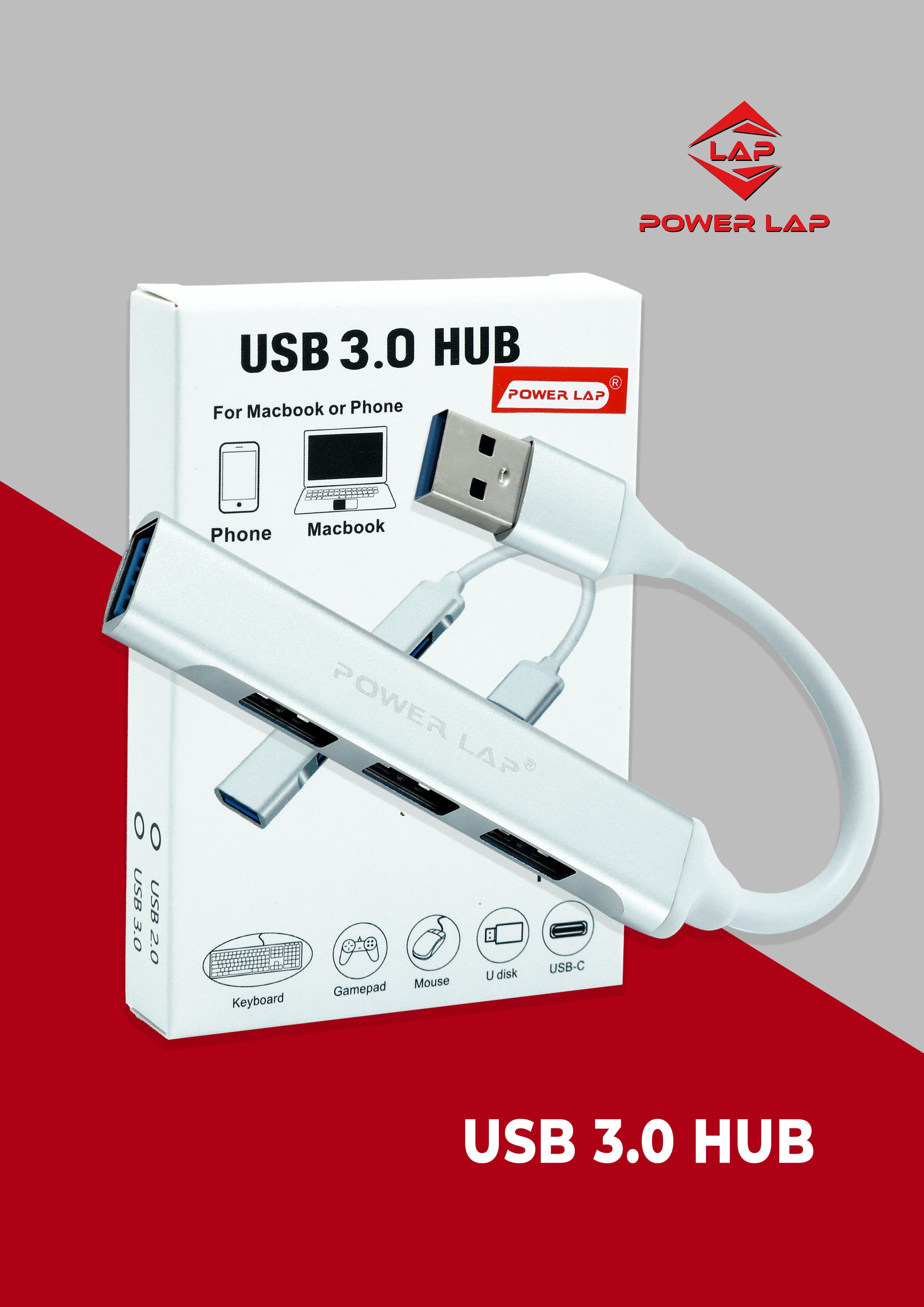 POWERLAP®PL-548 USB 3.0 HUB 3PORT