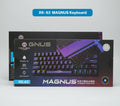 Gnus Magnus XK-63 keyboard packaging with keyboard image on a white background