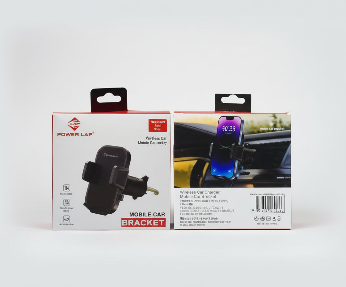 Power Lap car mount bracket packaging with product display