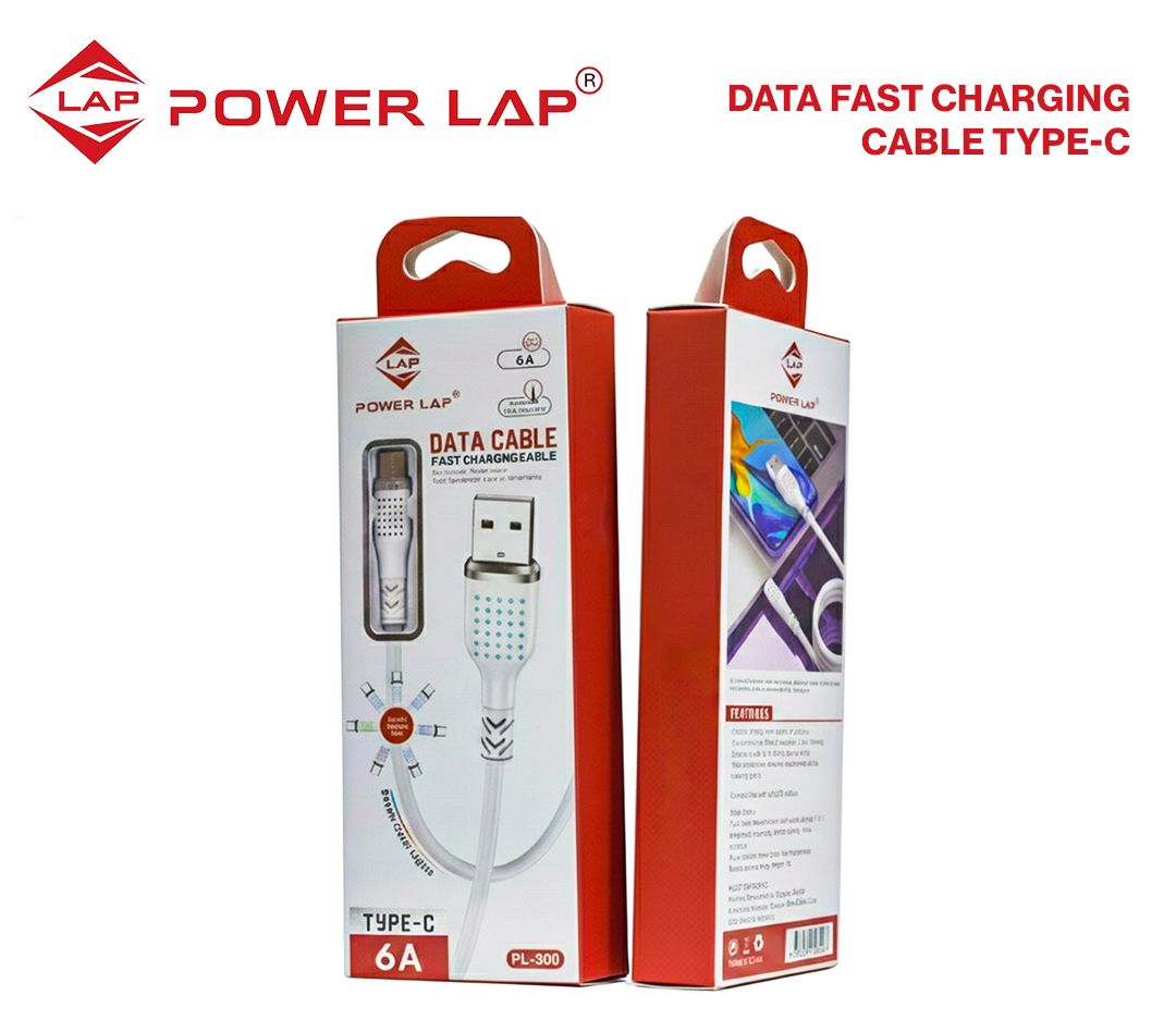 POWER LAP data fast charging cable Type-C packaging on a white background