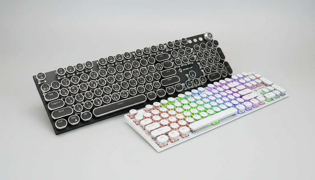 POWER LAP® PL-790 WIRED Mechanical Keyboard Retro Style • RGB Lighting • Full-Size 108 Keys