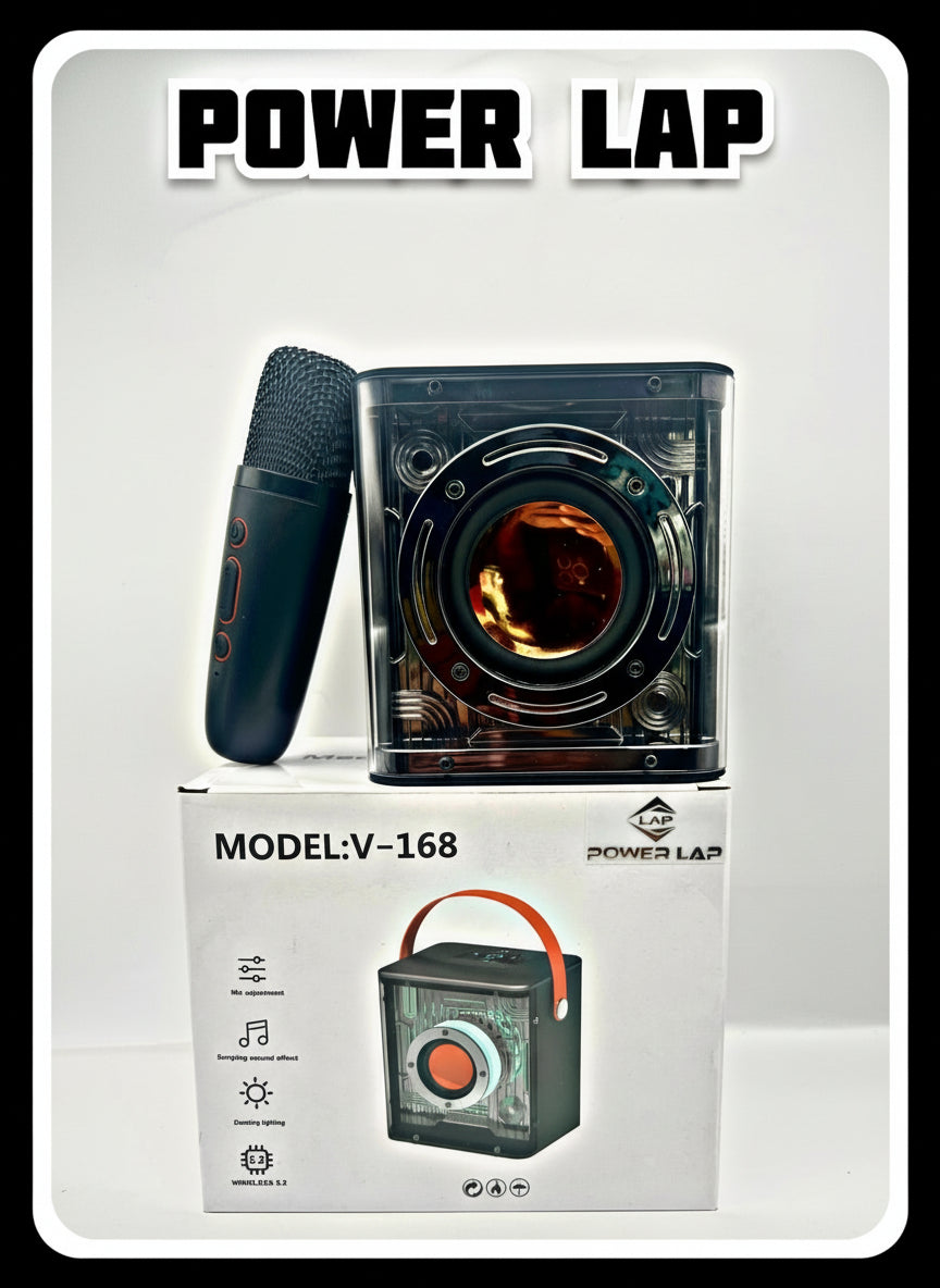 Packaging of a product labeled 'Power Lap' with model number V-168 on a white background.