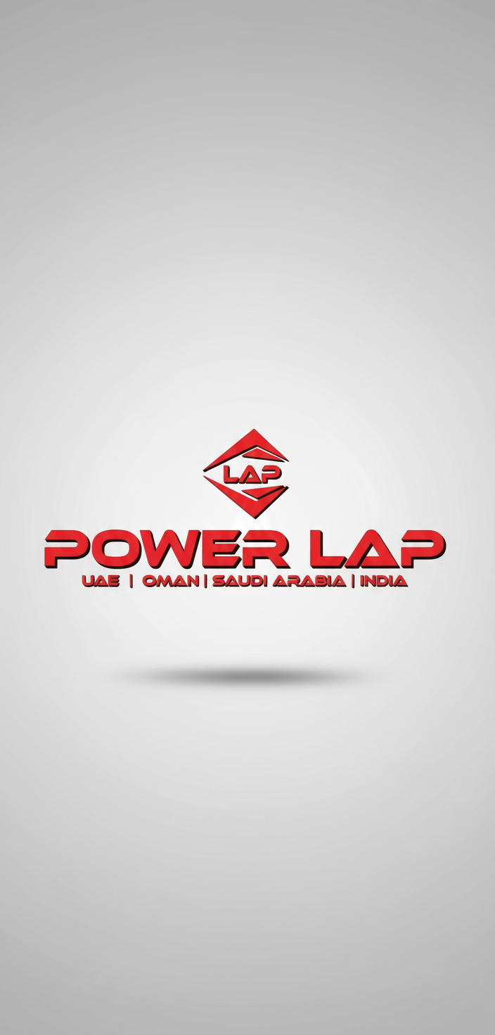 Logo of Power Lap with red text and black background
